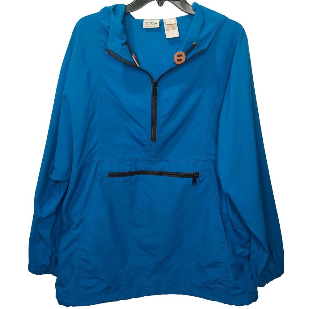 L.L.Bean Men's Blue Nylon Pullover Hoodie Jacket Size Large Kangaroo Pockets - Picture 5 of 10